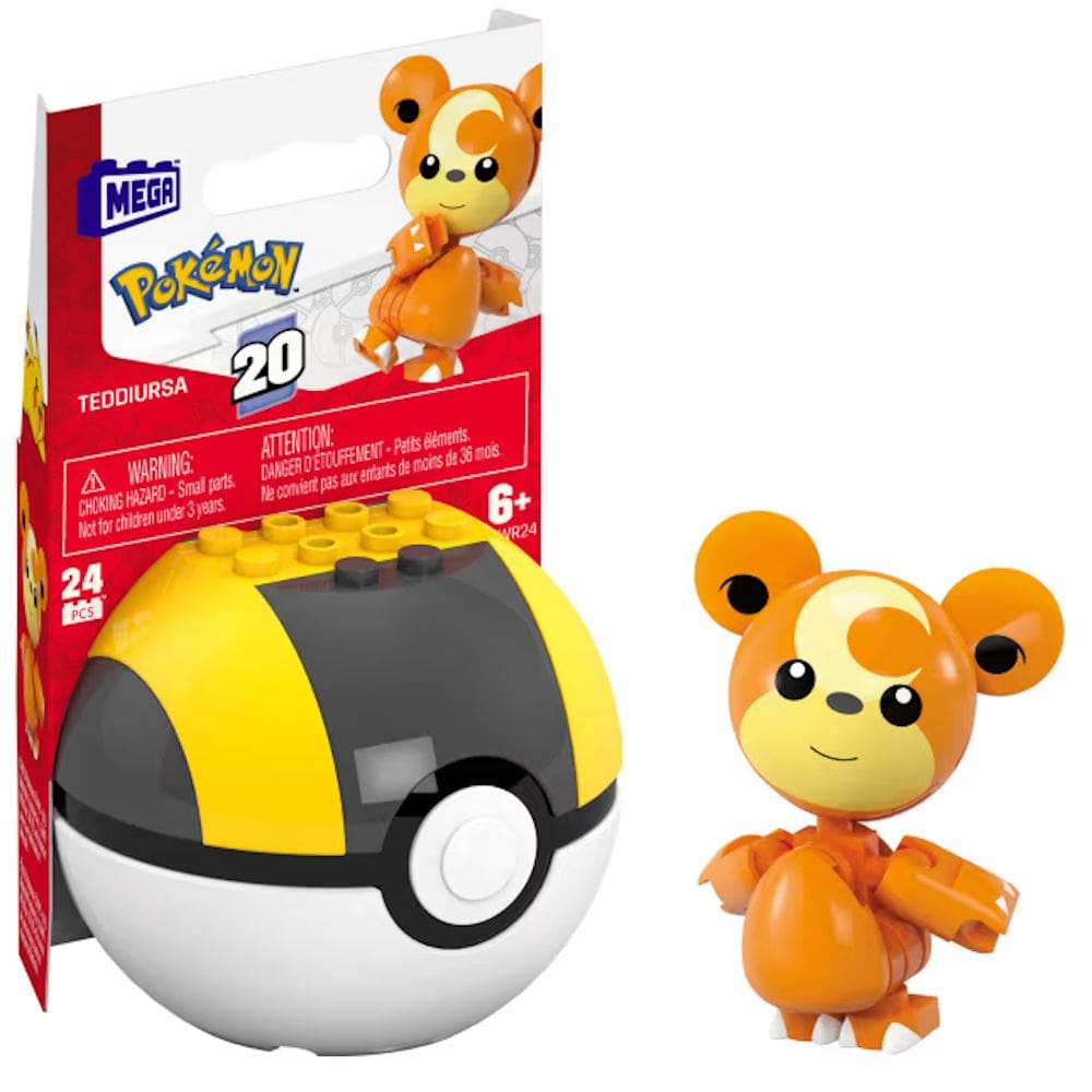 Pokémon + Pokébola Teddiursa Mega Construx Blocos de Montar - Mattel