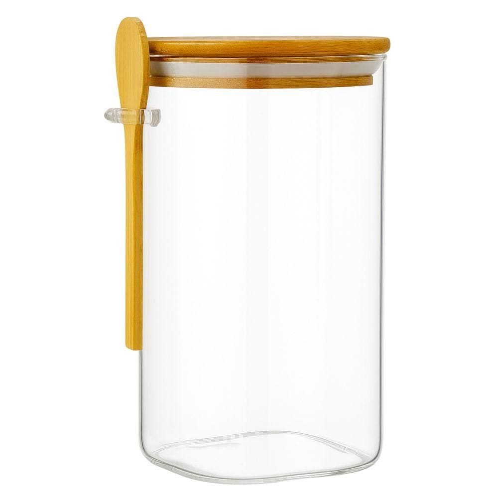 Pote Hermético de Vidro c/ Tampa Colher de Bambu 1,2L Quanhe