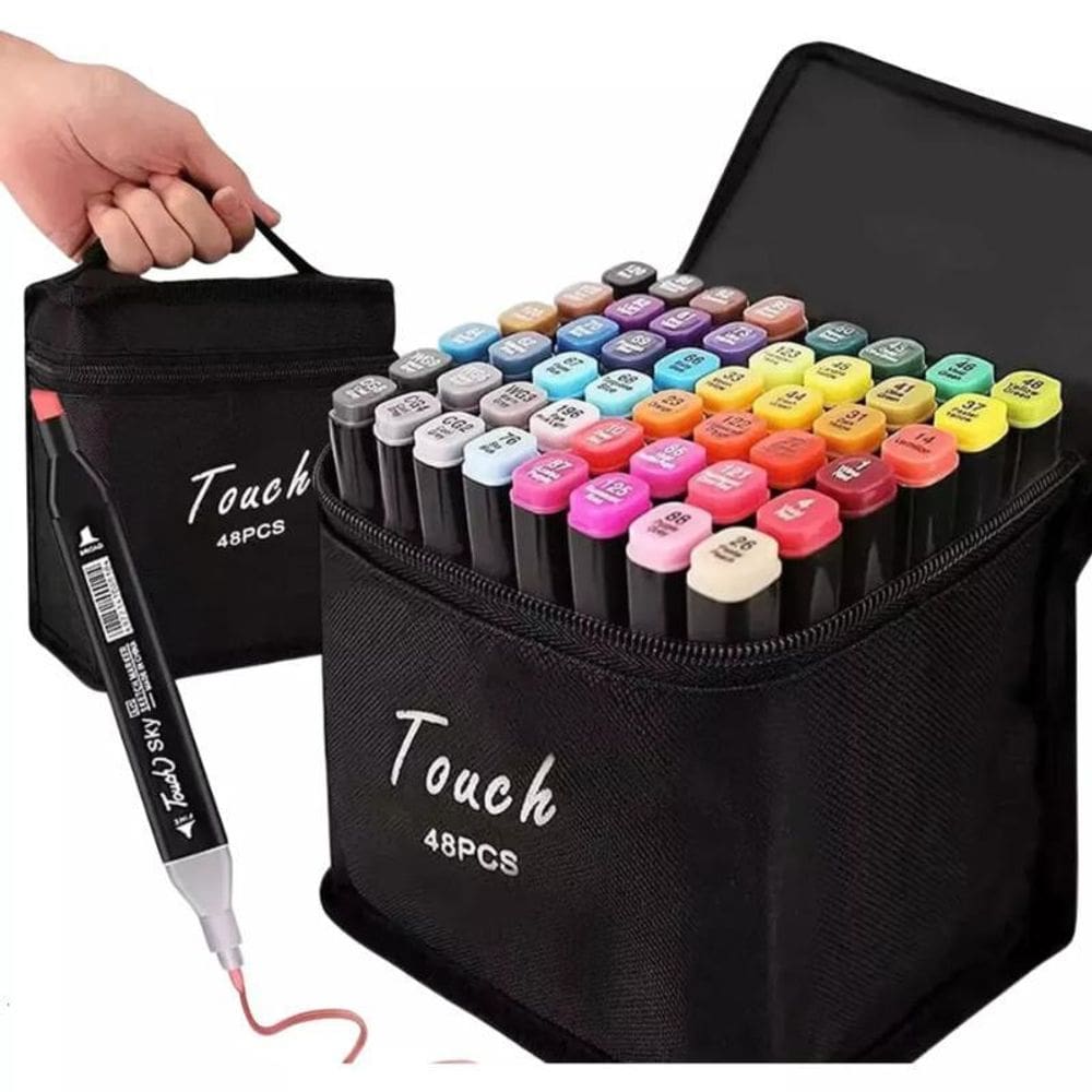 48 Cores Caneta Marcadora Coloridas De Cabeça Dupla Conjunto Oleoso Pintura Artística Para Estudantes Material Escolar