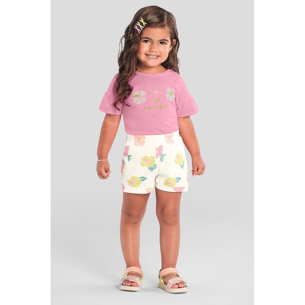 Conjunto infantil menina de flores Brandili