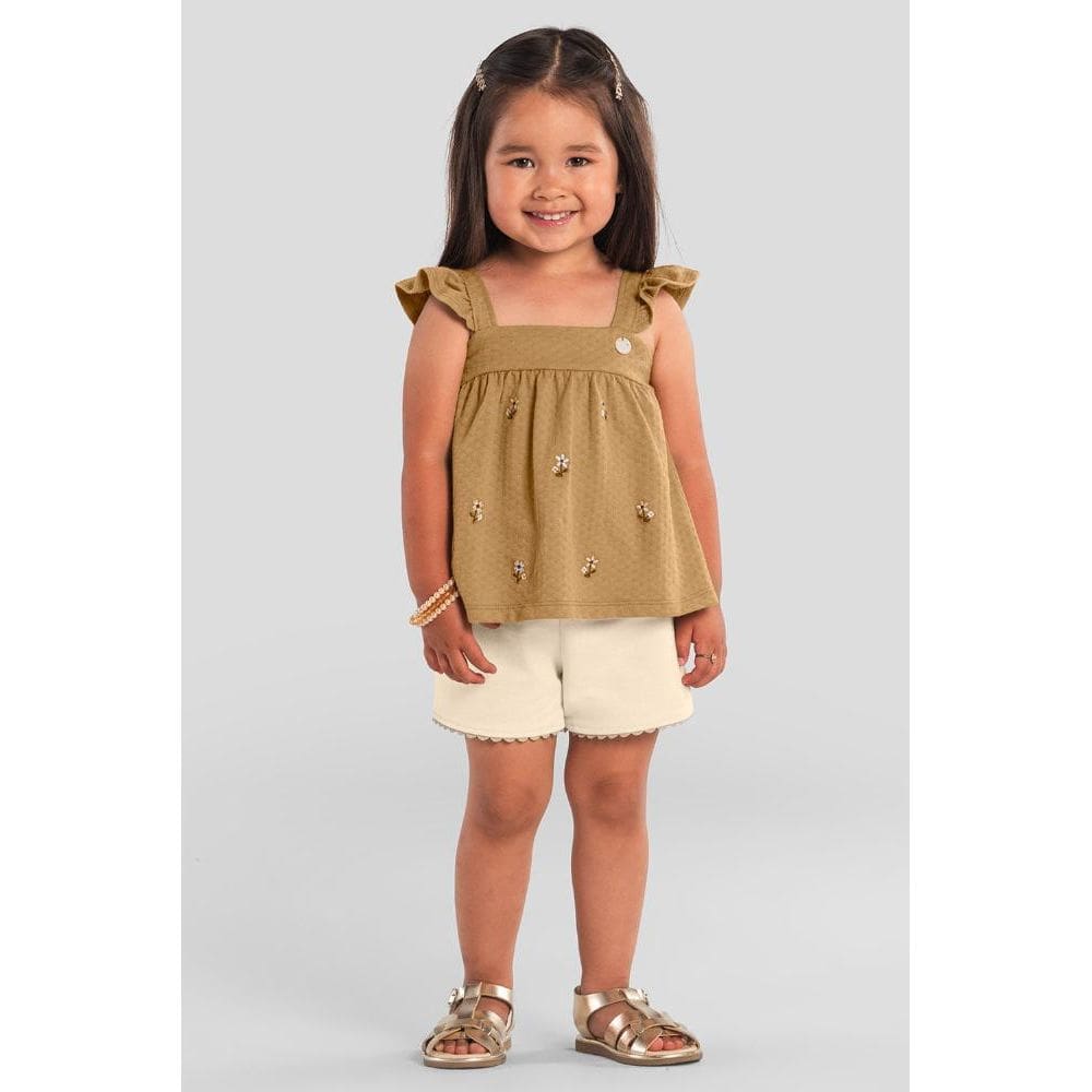 Conjunto infantil menina de florzinhas Mundi