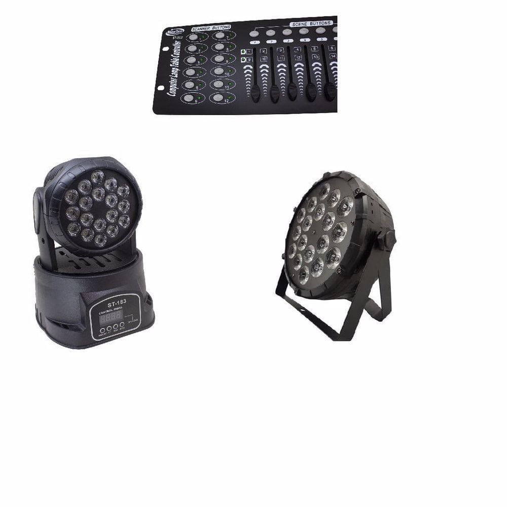 Kit 2 Par Led Slim 18X12W Full+ 2 Mini Wash 18X3W+ Dmx 512