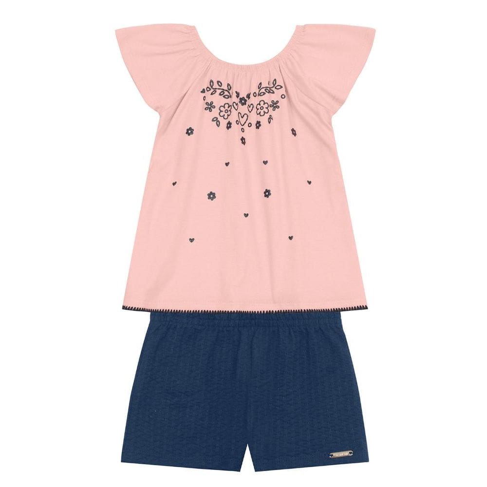 Conjunto infantil menina floral com glitter Brandili