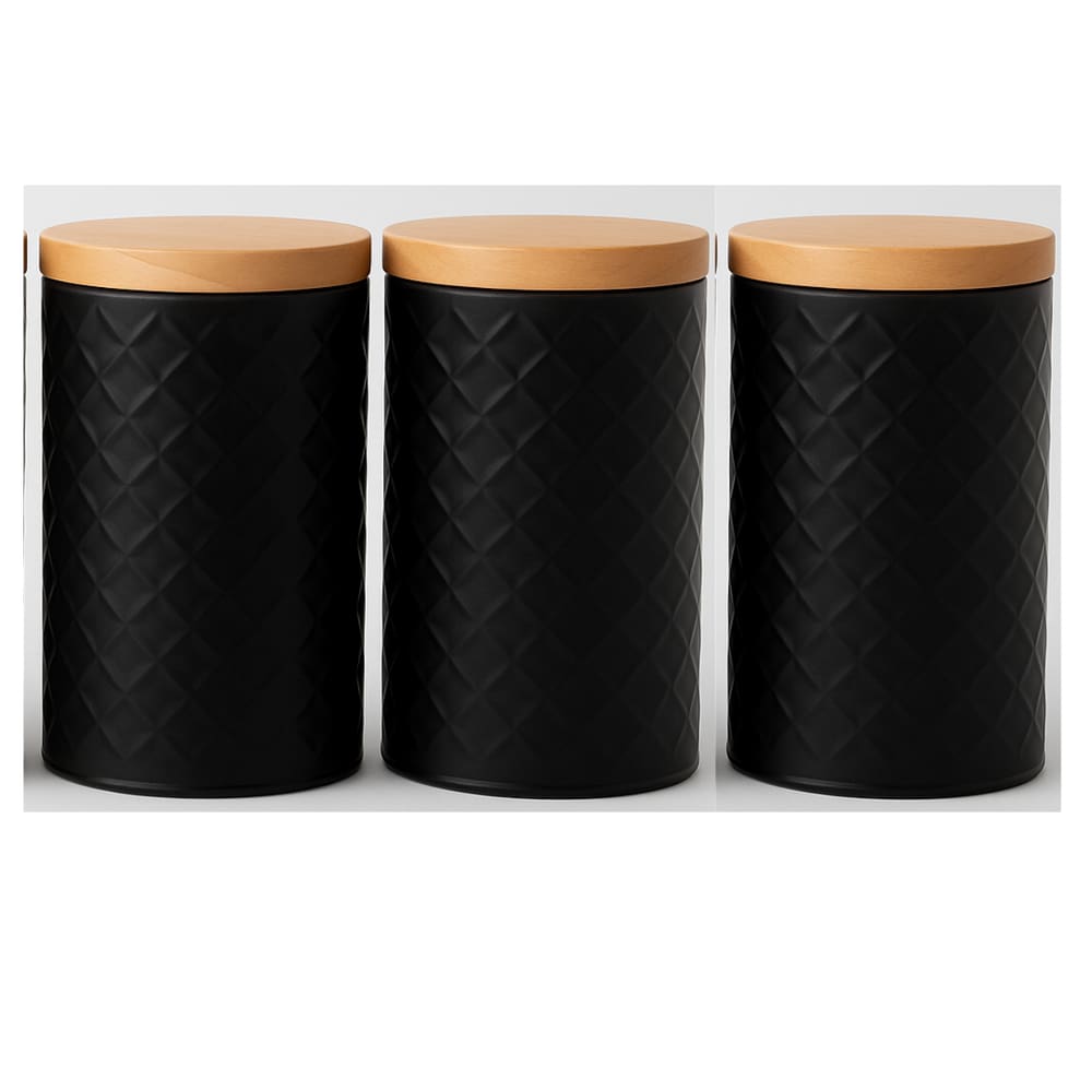 Kit Latas Organizadoras Decorativa 3 Potes Porta Mantimentos