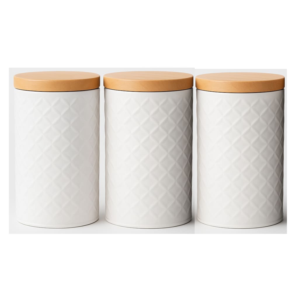 Kit Latas Organizadoras Decorativa 3 Potes Porta Mantimentos