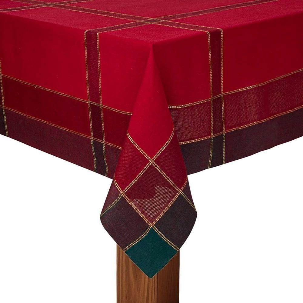Toalha De Mesa Copa E Cia Unité Xadrez Vermelho Retangular 8 Lugares - 180 X 270 Cm