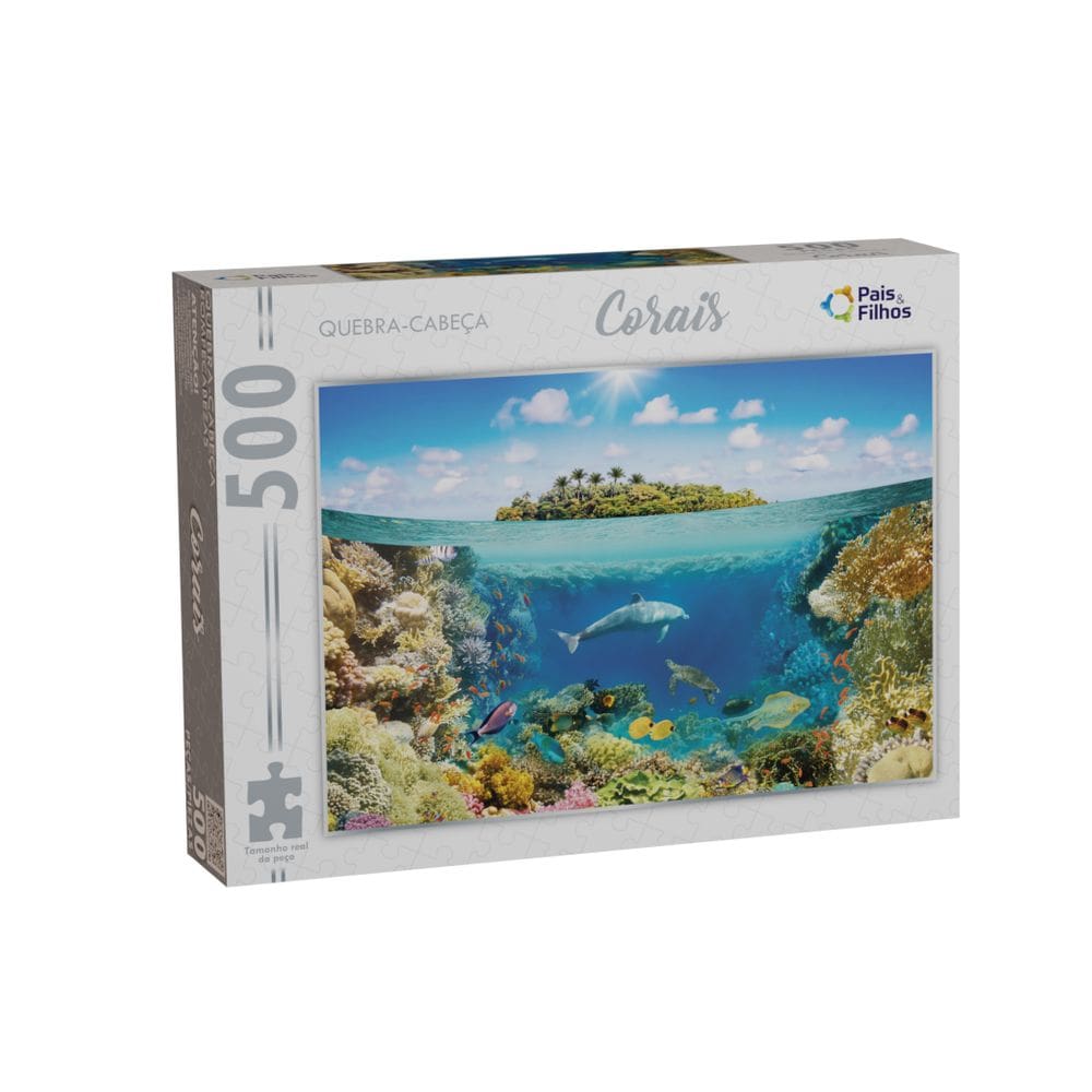 Quebra cabeça Corais Fundo do Mar Peixes Golfinho Oceano 500 peças - Puzzle QC Pais e filhos