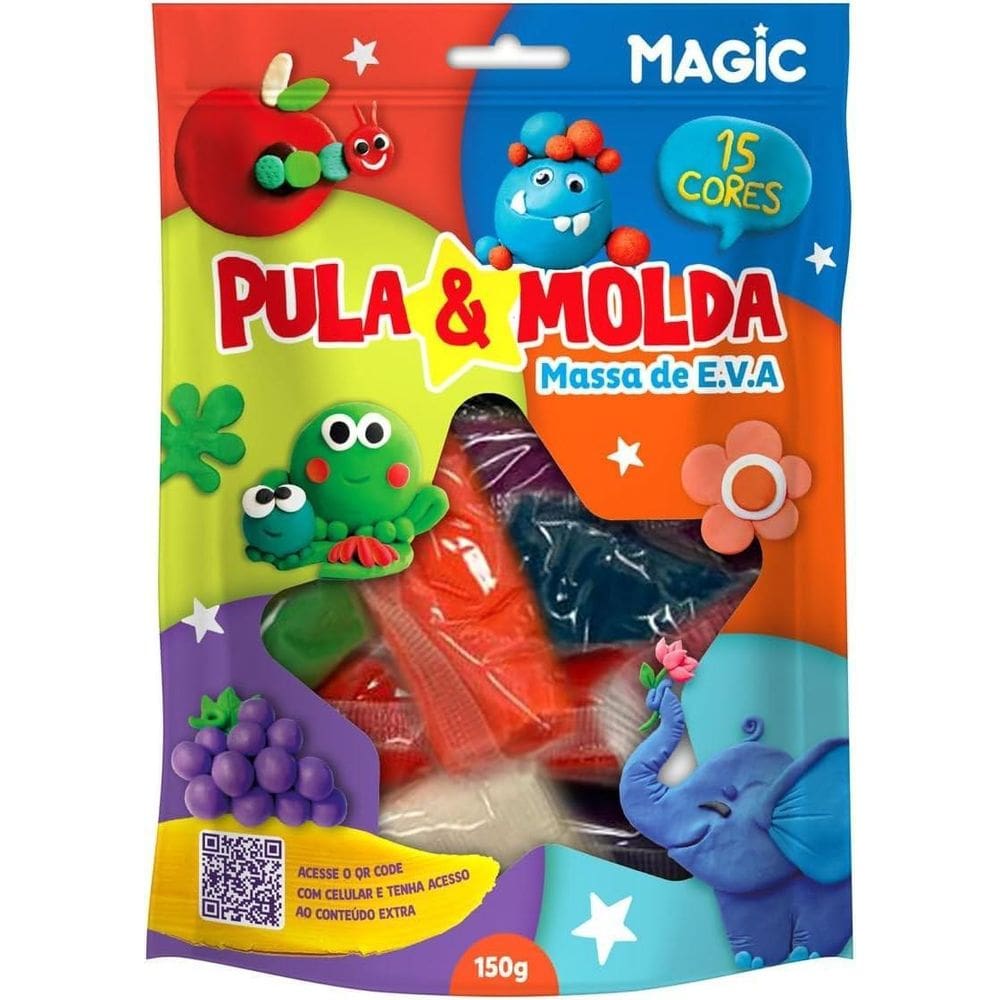 Pula & Molda - Massa De E.V.A - 15 Cores - Magic Kids