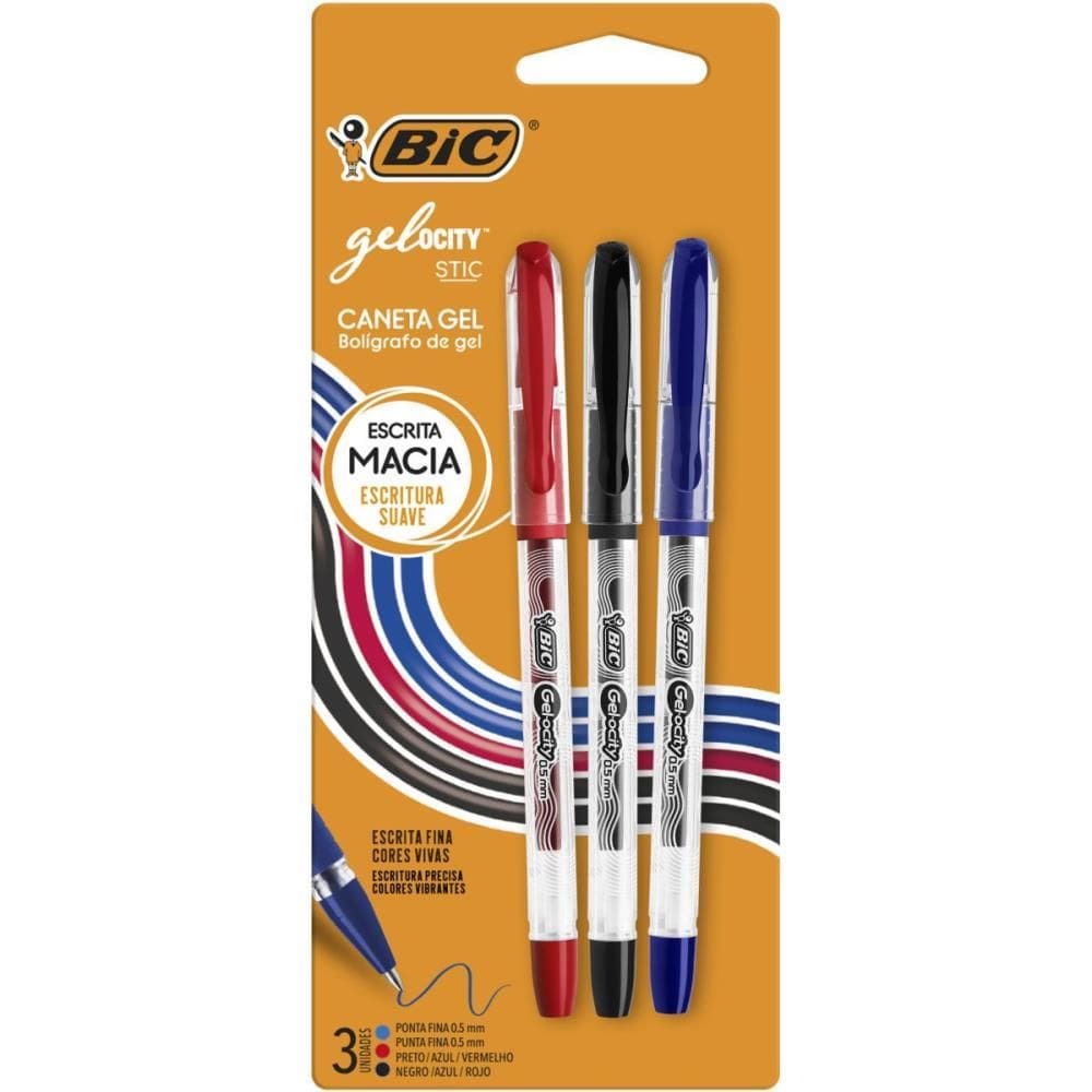 Caneta Gel Bic Gelocity Azul/Preto/Vermelho - Bic