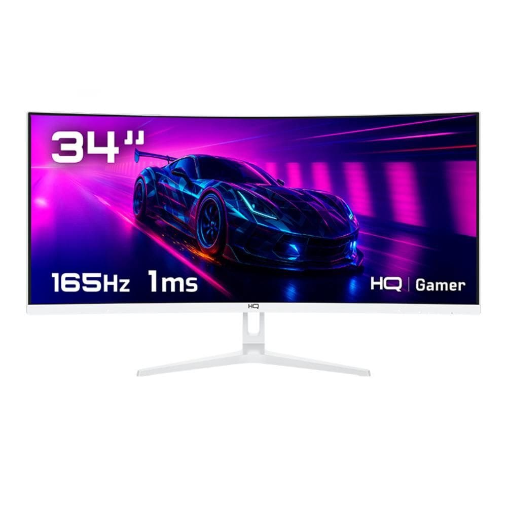 Monitor Gamer 34” Curvo Branco 1ms, 165Hz, UltraWide (QHD) - 3440x1440 AMD FreeSync, HDMI, DP, HQ Premium HQW34C16