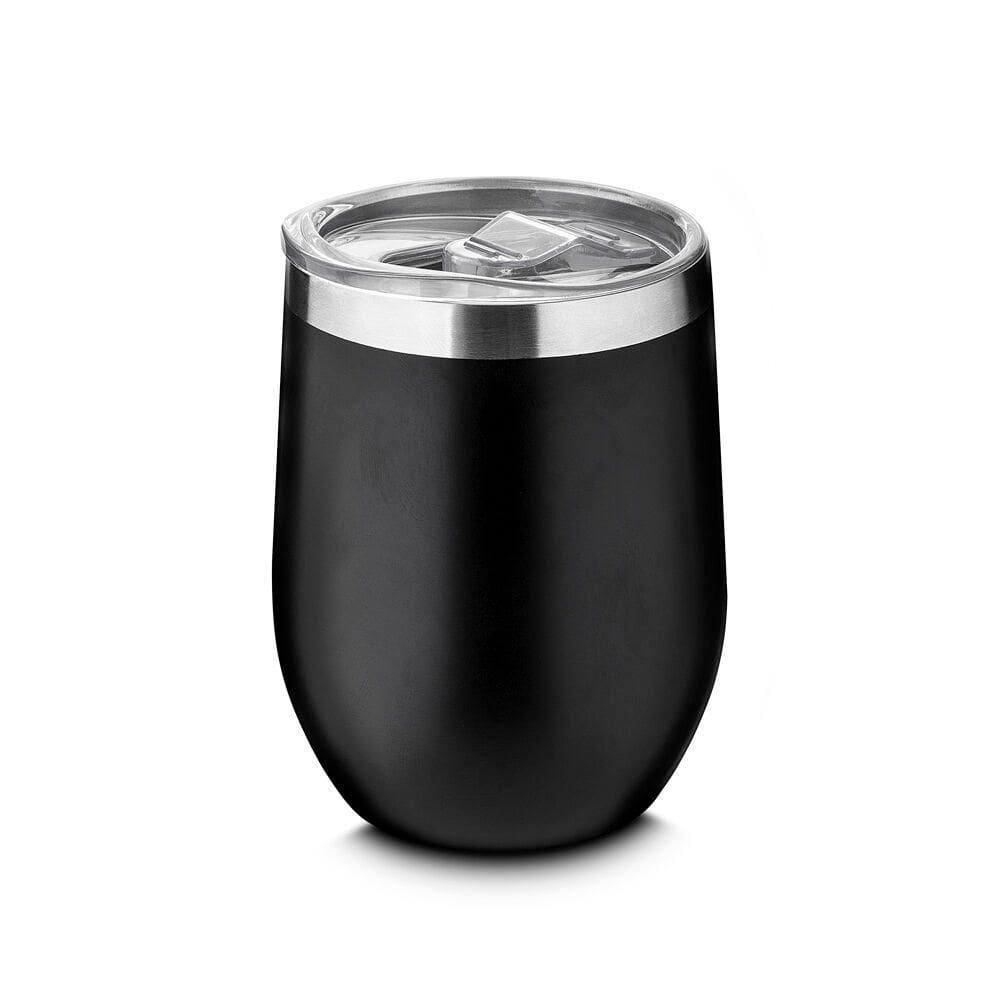 Copo Térmico Em Inox Parede Dupla 350ml Preto Tampa Hermética