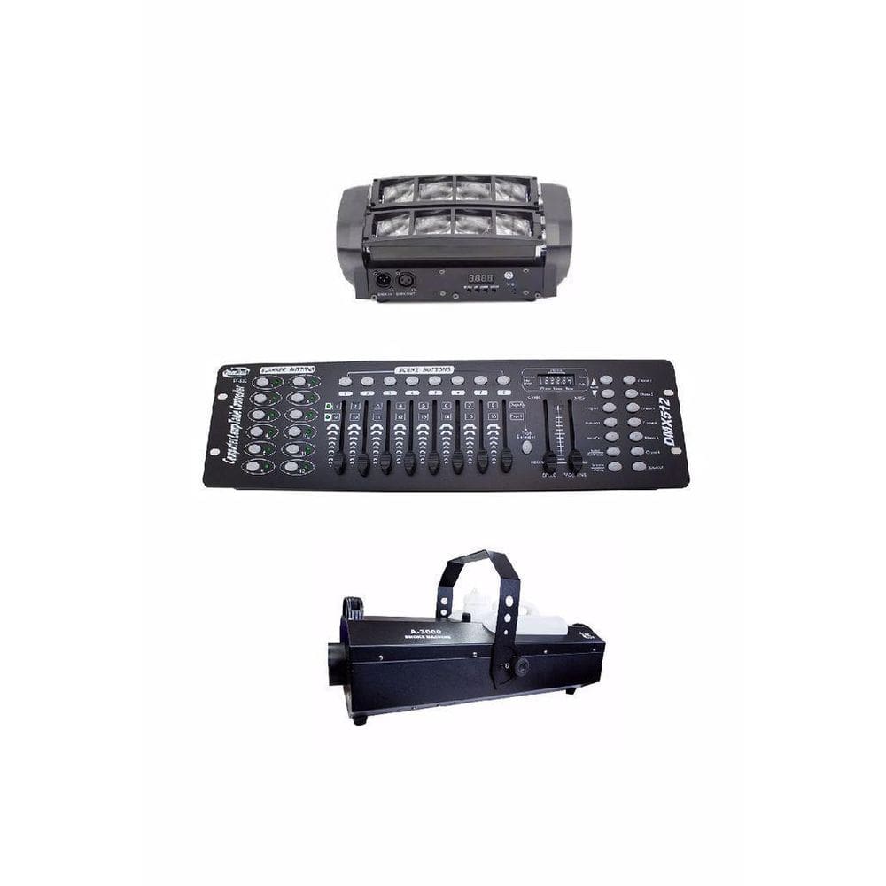 Kit 2 Mini Spider 8X5W + Maquina De Fumaça 3000W + Dmx 512