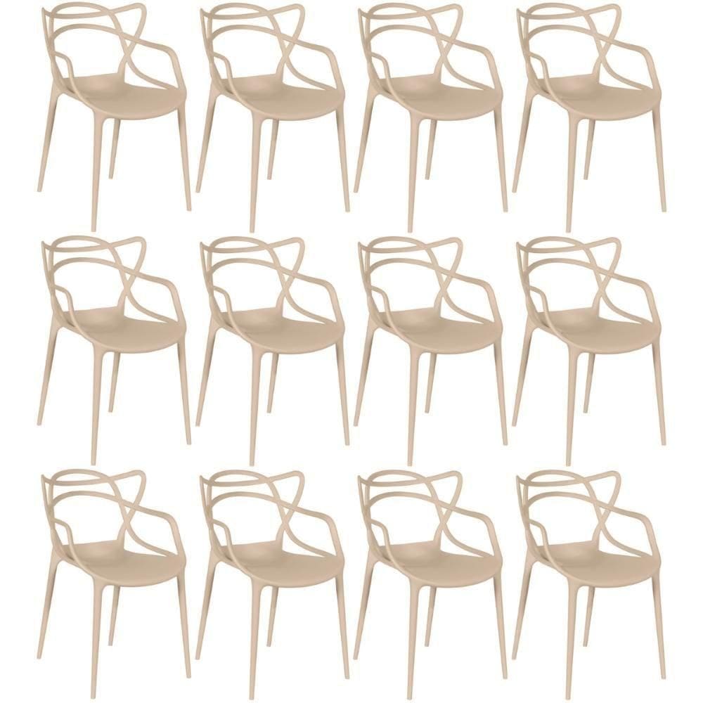 Kit 12 Cadeiras Allegra Empilhável Com Inmetro Magazine Decor - Nude