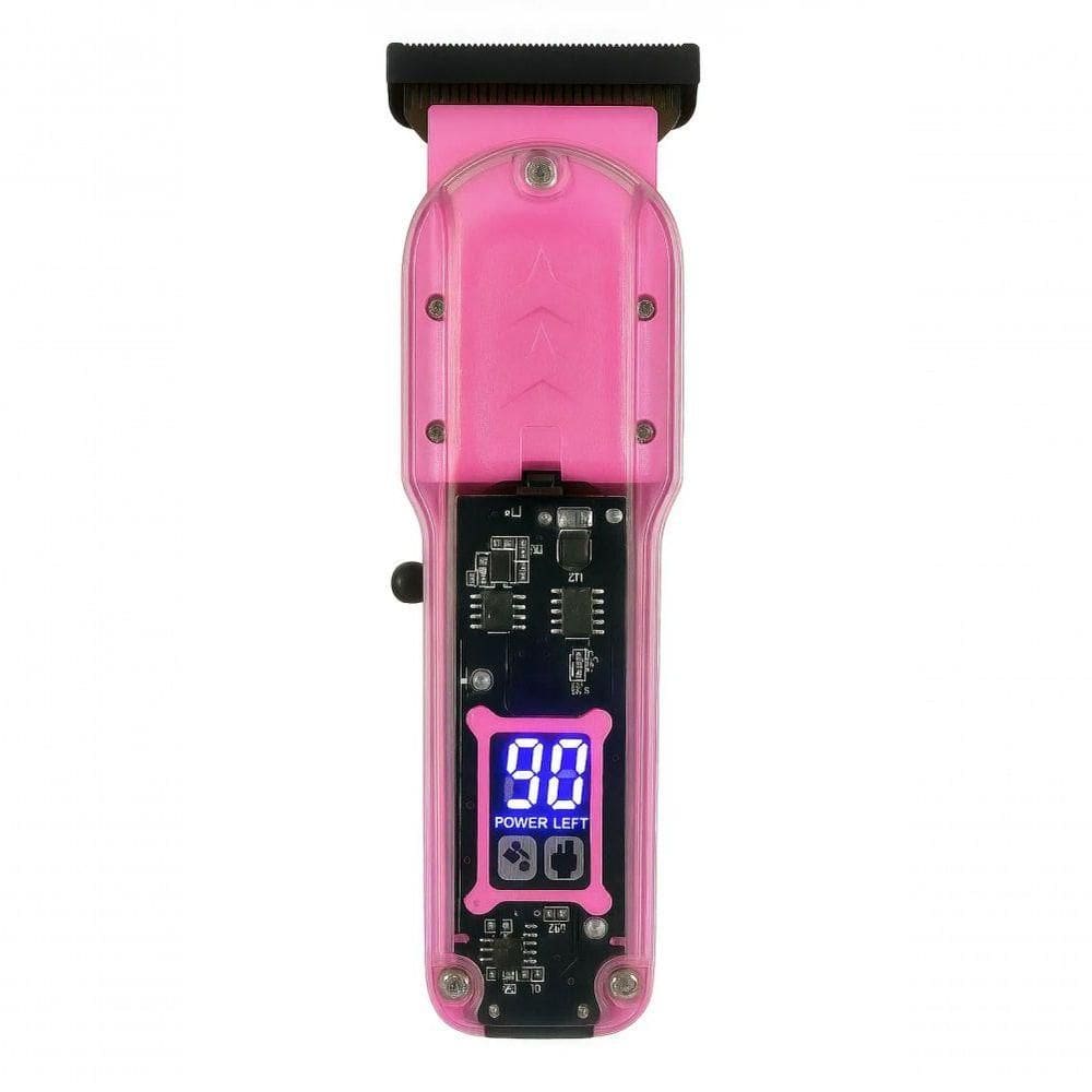 Maquina De Cortar Cabelo Transparente Visor Digital Rosa