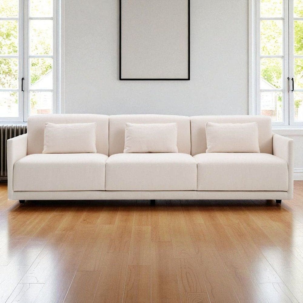 Sofá 3 Lugares King Size Revestimento em Sarja 252cm Bege Claro