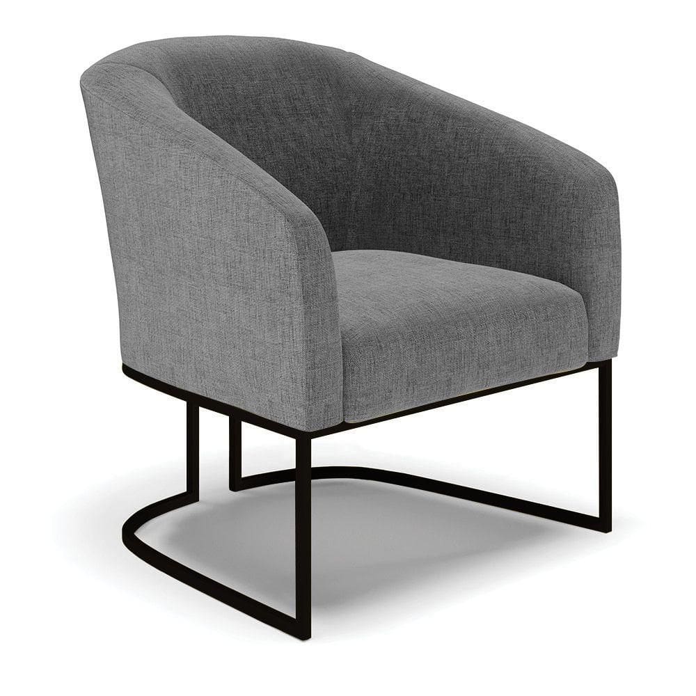 Poltrona Stella Linho Base Industrial Preto - D`Rossi Cor A26 Grafite