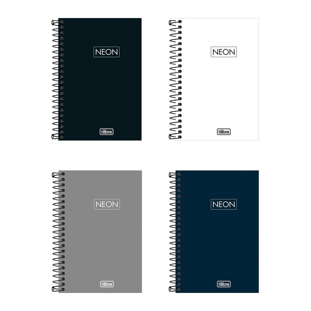 Caderneta capa plástica 1/8 80 folhas Neon Masculino Tilibra
