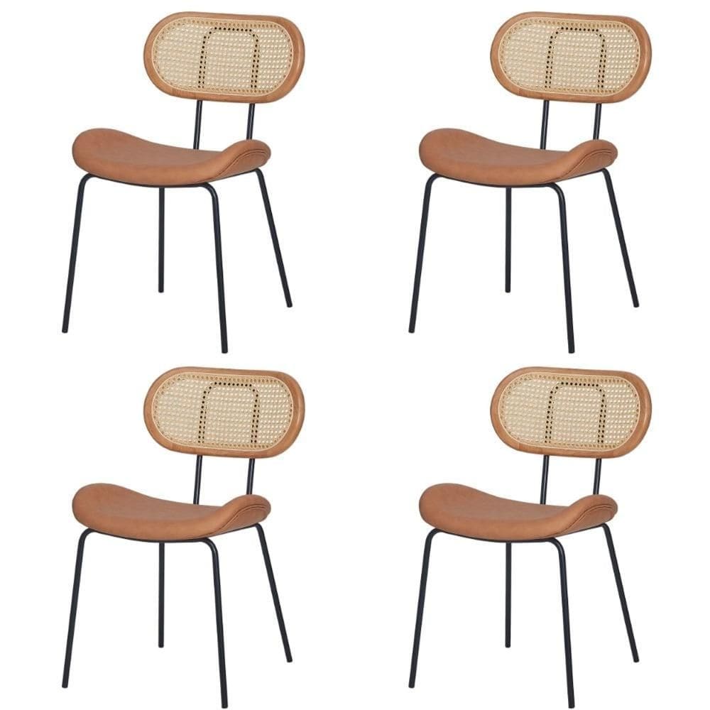 Kit 4 Cadeiras Toscana Fratini Aço Preto Madeira