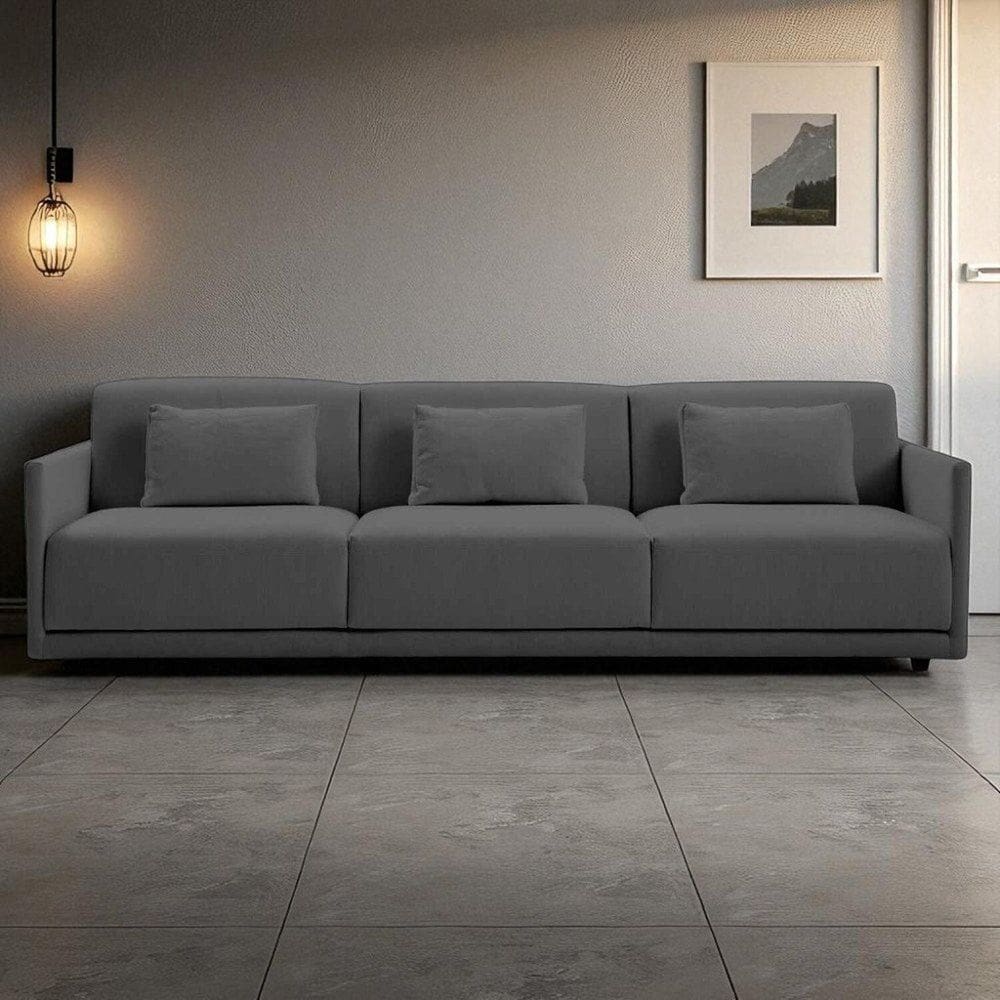 Sofá 3 Lugares King Size Revestimento em Sarja 252cm Cinza Médio