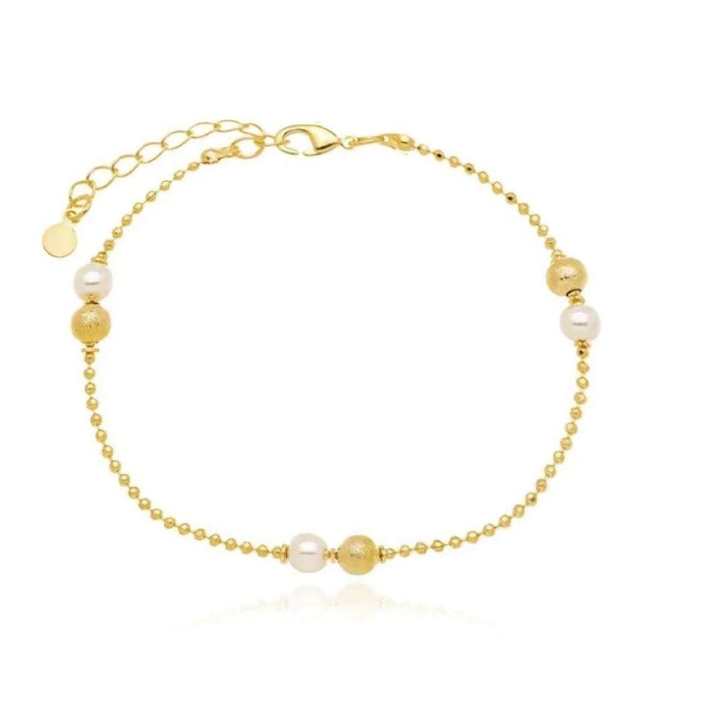 Pulseira Pérola Bolinha Texturizada Dourado Lizzy Fatin