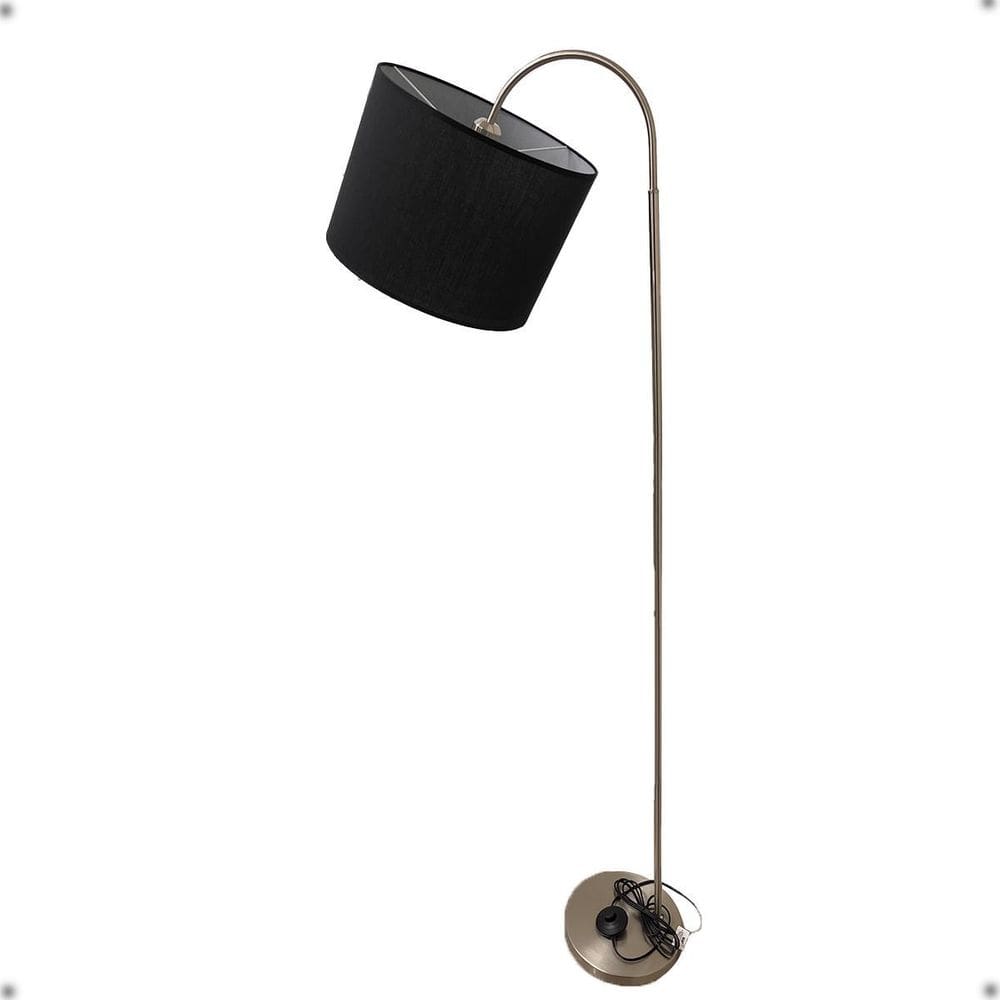 Luminária De Piso Verona Haste Níquel Cúpula Preta Sala G20