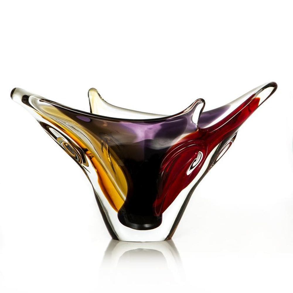 Vaso Em Cristal Murano Vermelho E Âmbar - São Marcos 44Cm