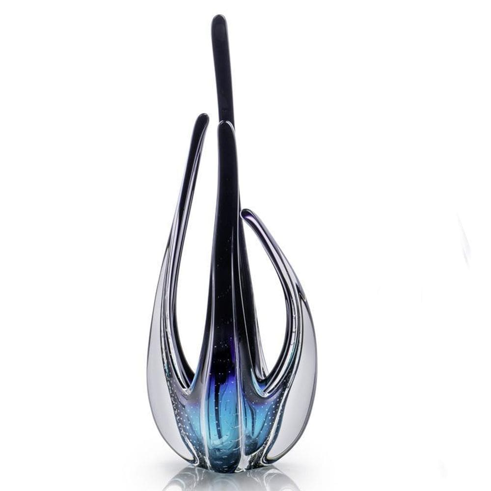 Escultura Cristal Murano Esmeralda E Preto São Marcos 48Cm