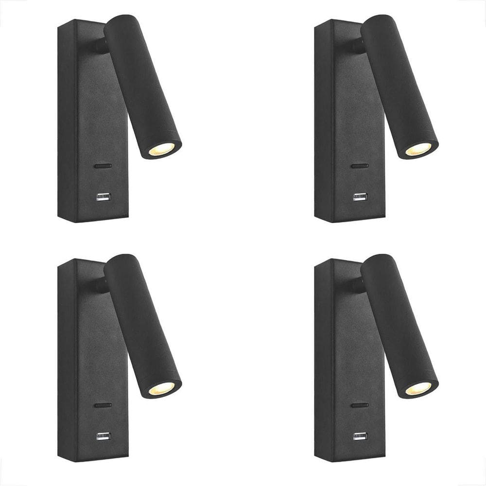 Kit 4 Arandela Parede Led 3W Direcionável 3000K Usb Bet68