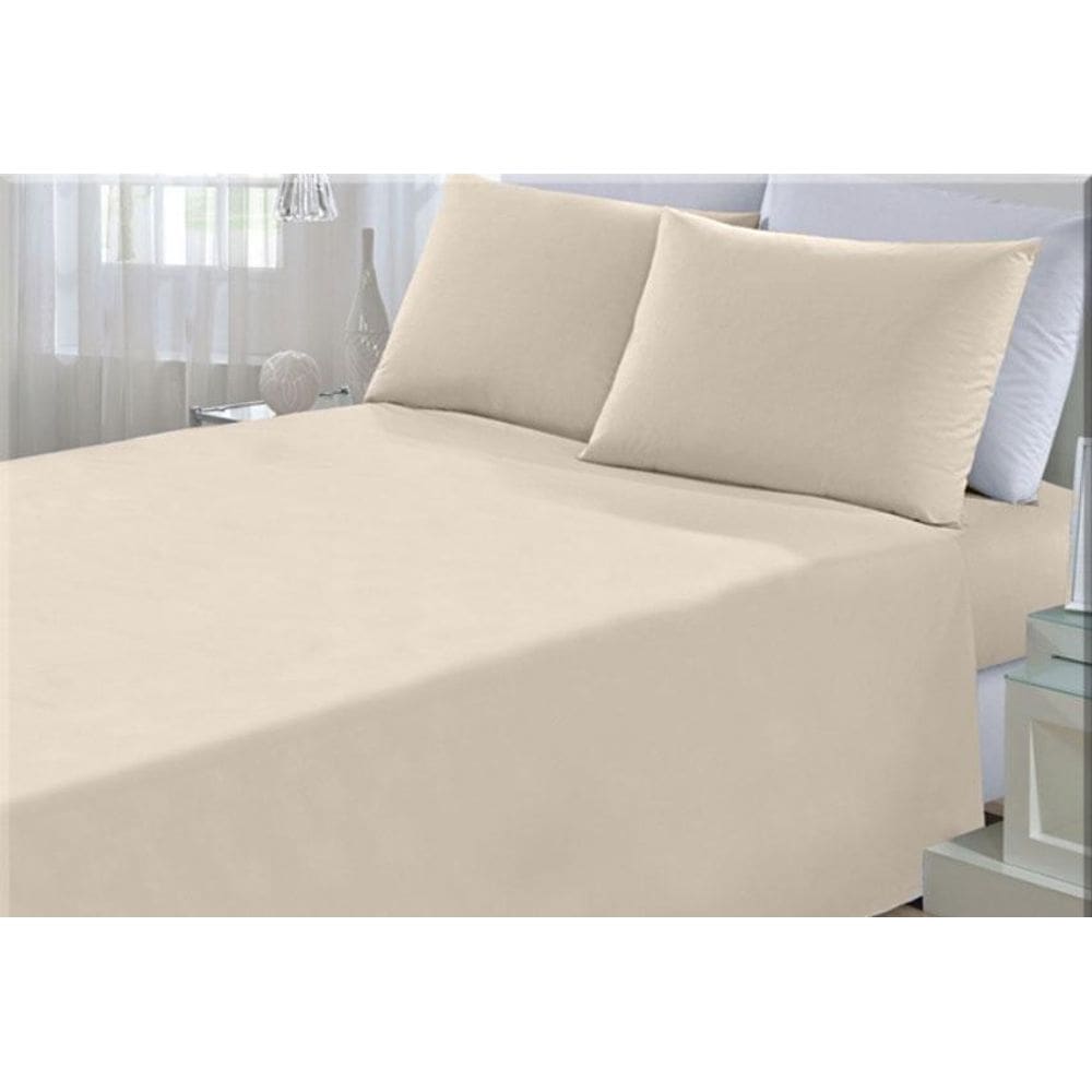 Jogo Lençol Bege Casal Queen 4 Peças Algodão Percal 150 Fios