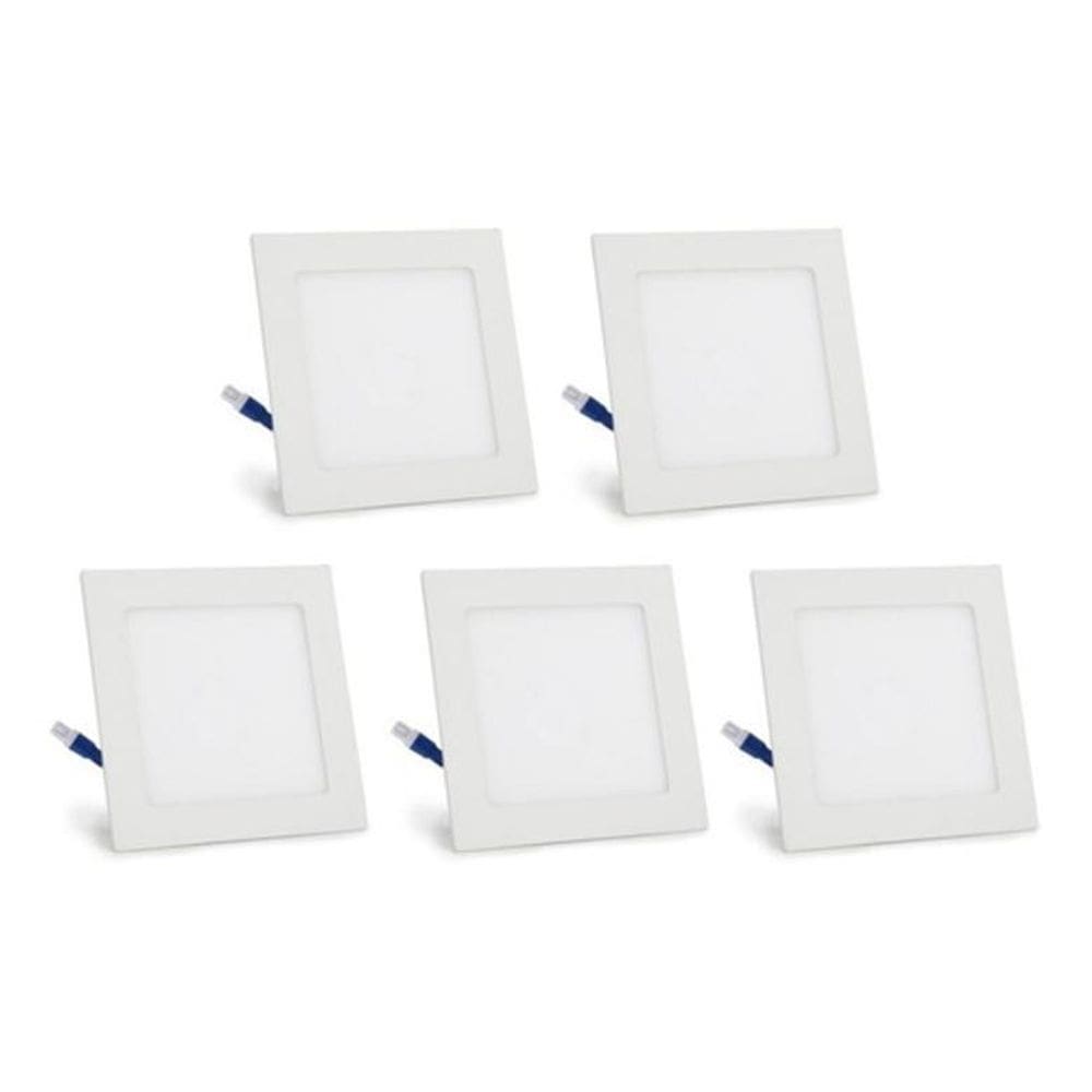 Kit 5 Painel Embutir Quadrado 24W Branco Frio - 29,2x29,2cm