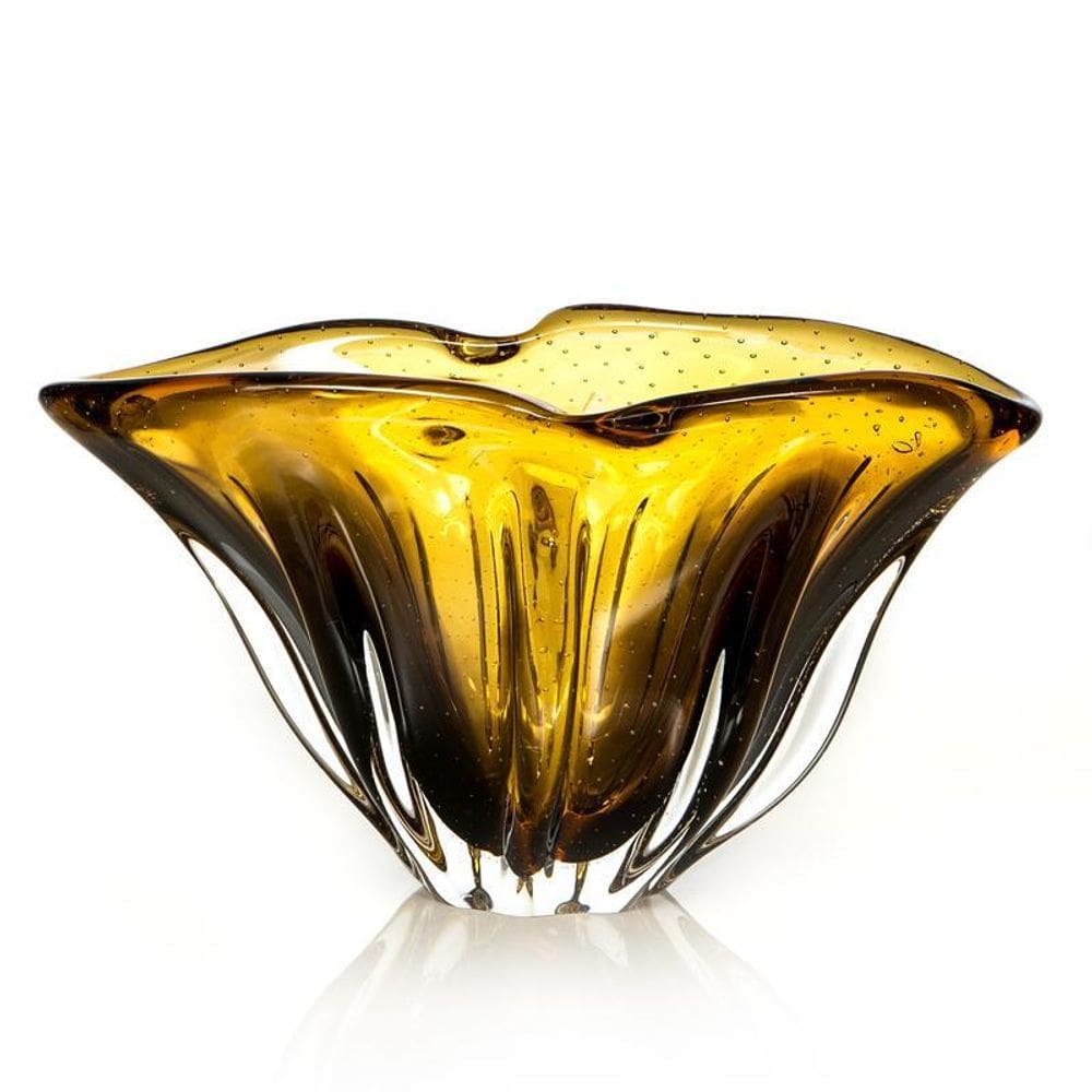 Vaso Em Cristal Murano Âmbar E Lilás - São Marcos 36Cm