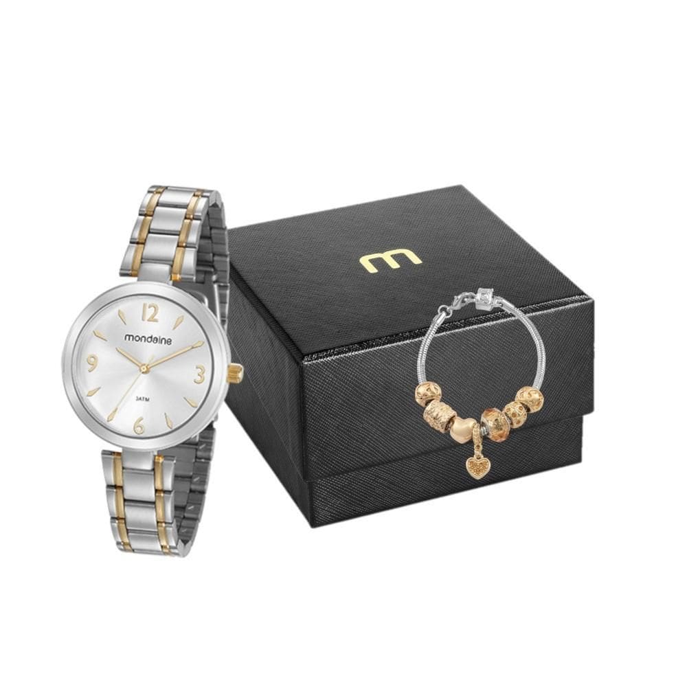 Kit De Relógio Feminino Mondaine 53609Lpmvbe2K3 Bicolor