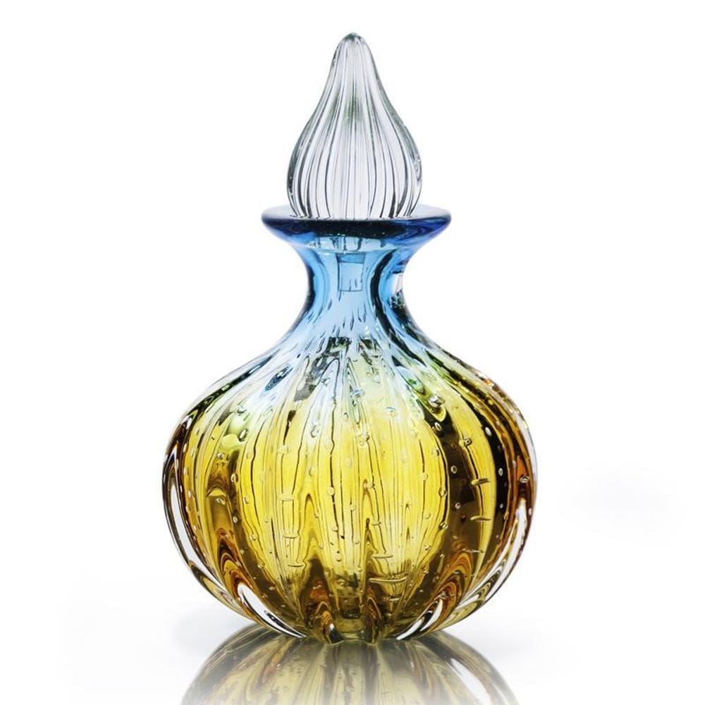 Garrafa Em Cristal Murano Azul E Âmbar São Marcos 30Cm