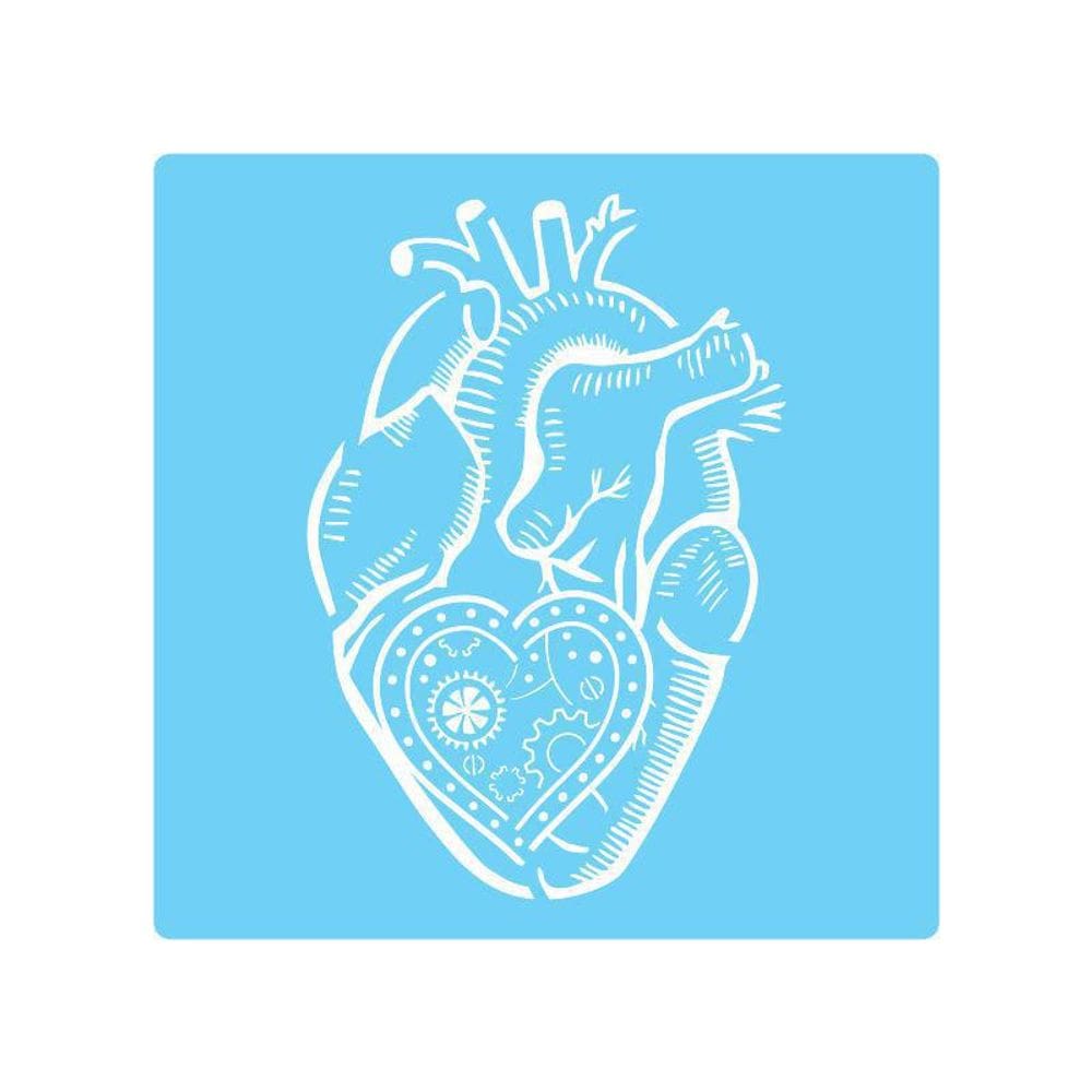 Stencil De Parede Tamako Coração - 55 X 55Cm - Ref 533