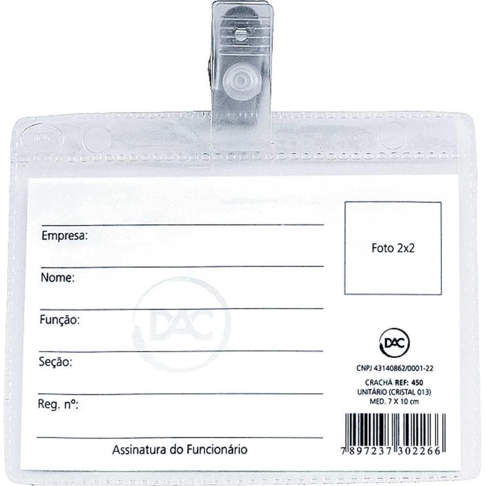Cracha Com Presilha Presilha Remov.7X10 Cm. 0,13 - com50