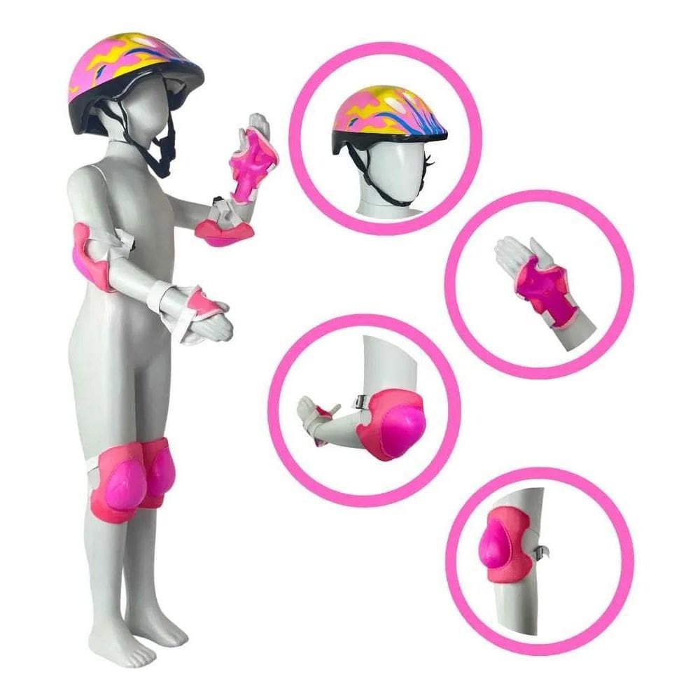 2X Kit Proteção Capacete Joelheiras Cotoveleiras Infantil Zi