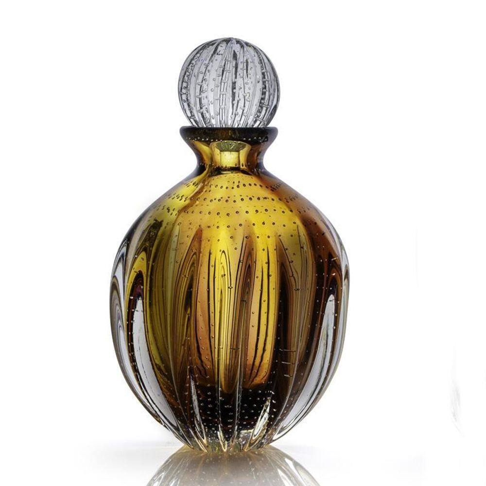 Garrafa Em Cristal Murano Âmbar E Lilás - São Marcos 41Cm