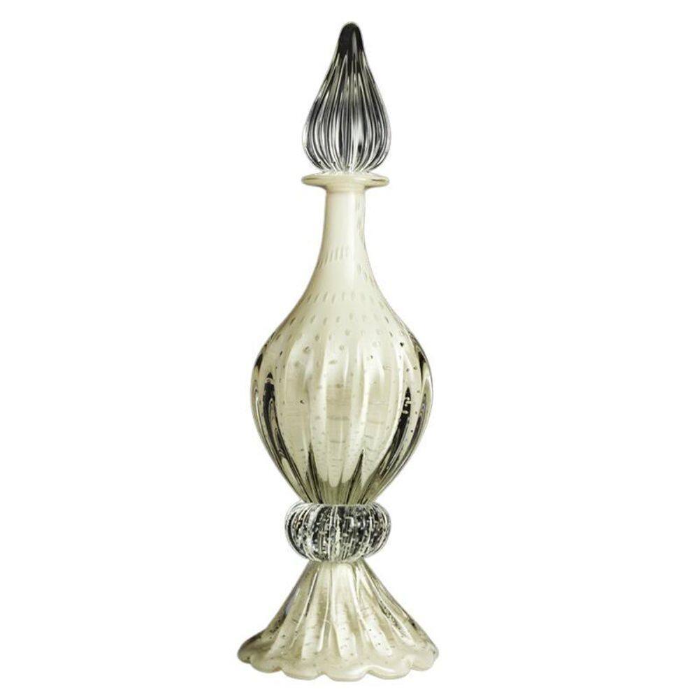 Garrafa Com Base Em Cristal Murano Pérola São Marcos 50Cm