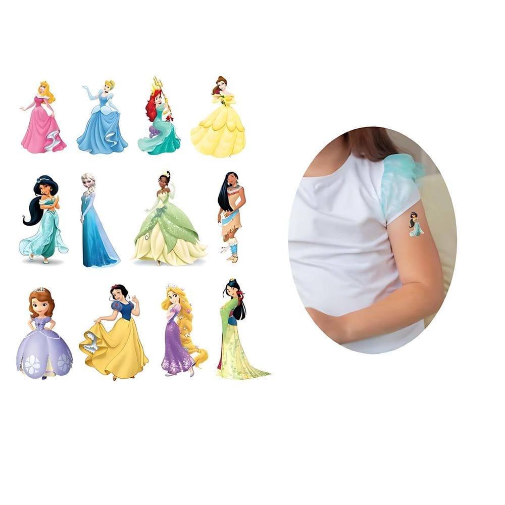 Tatuagem Temporária 12 Princesas Em Folha A5 Aniversário