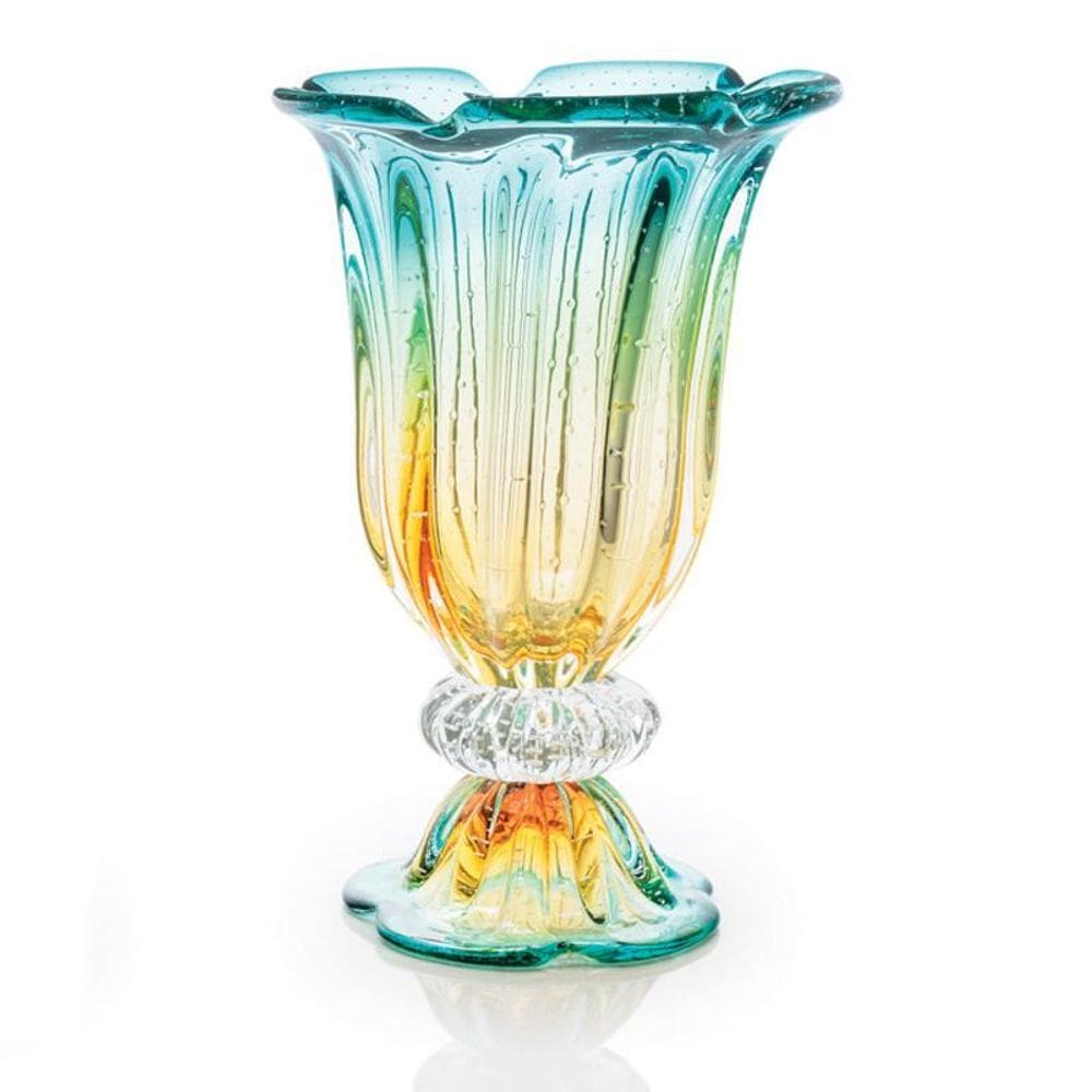 Vaso Em Cristal Murano Esmeralda Assinado São Marcos 50Cm