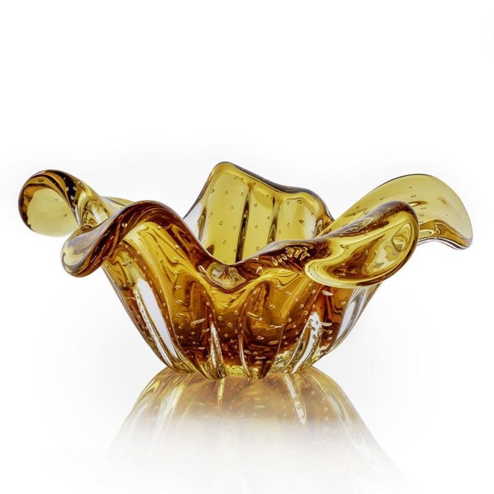 Centro De Mesa Em Cristal Murano Âmbar - São Marcos 26Cm