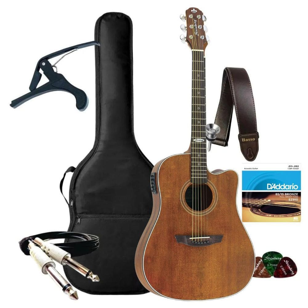 Violao Eletrico Strinberg Sd200C Sms Smoked + Acessórios