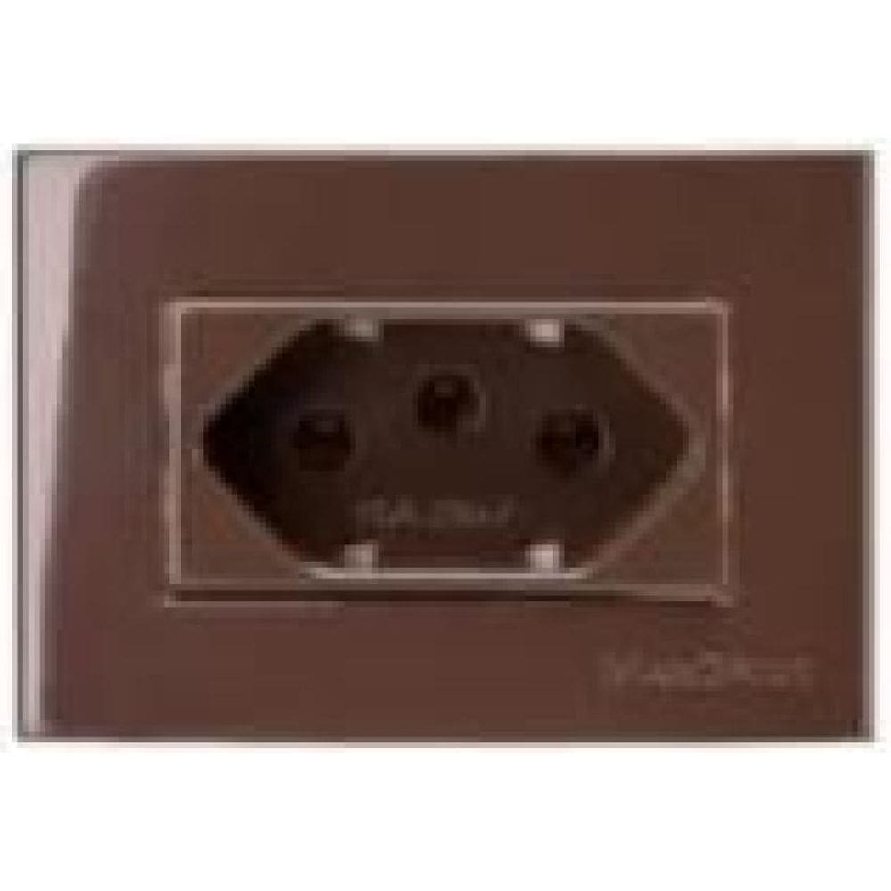 Kit Com 10 Tomada Para Moveis Margirius 2P+T Marrom 10A 250V