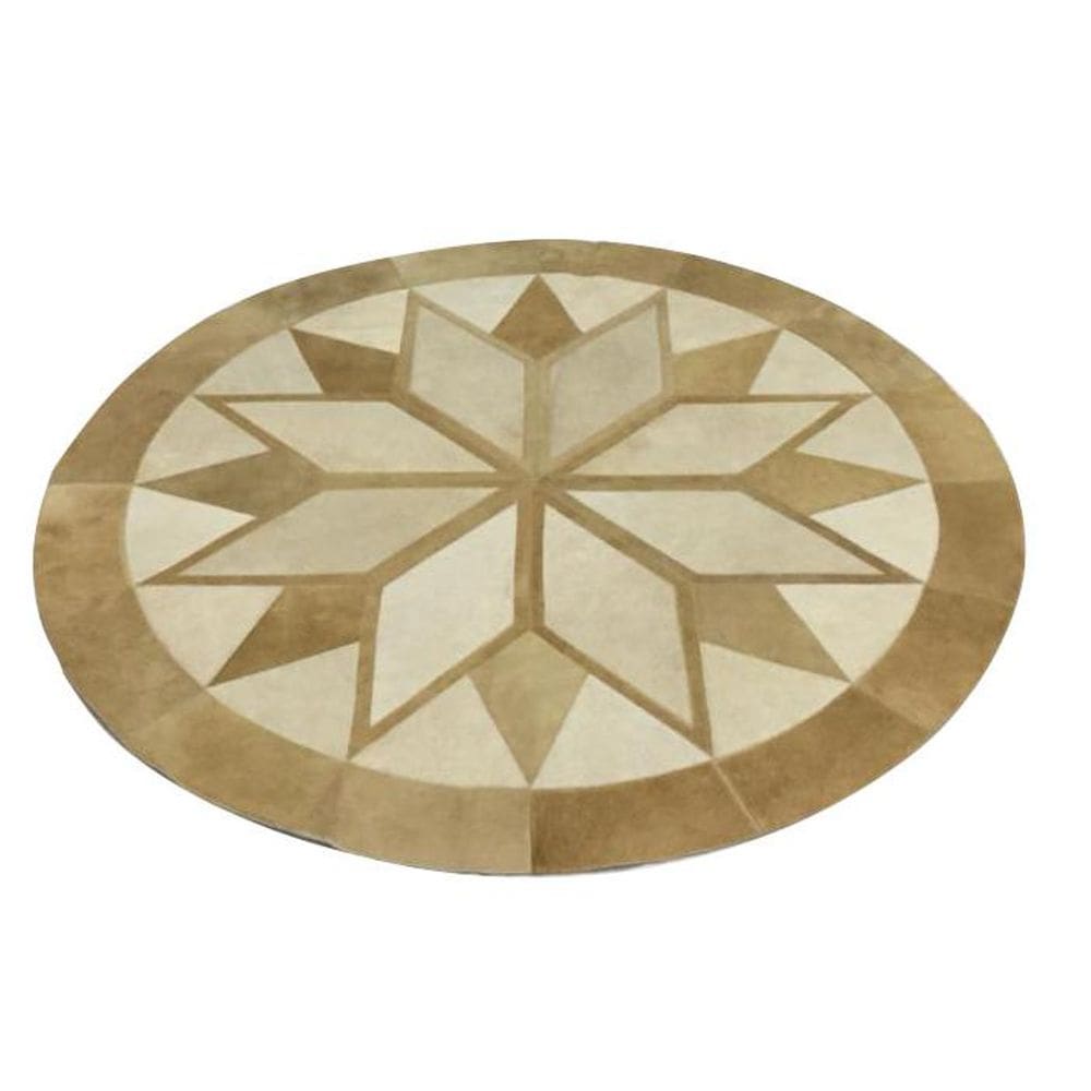 Tapete de couro Mandala Bege / Bege Claro 1,50 m de Diâmetro