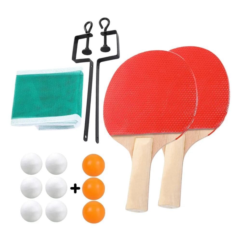 2X Raquete Ping Pong Tênis De Mesa Par + 9 Bolas + Rede