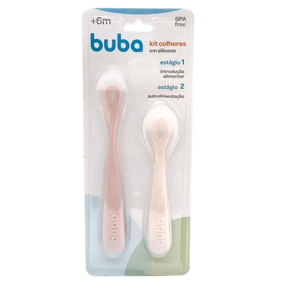 Kit 2 Colheres Em Silicone Fases 1 E 2 Rosa 18832 - Buba