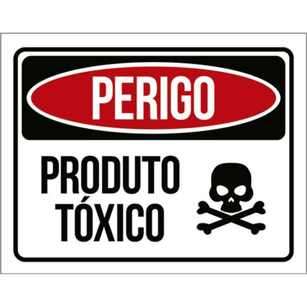 Kit 10 Placas Perigo Produto Tóxico Atenção 36X46