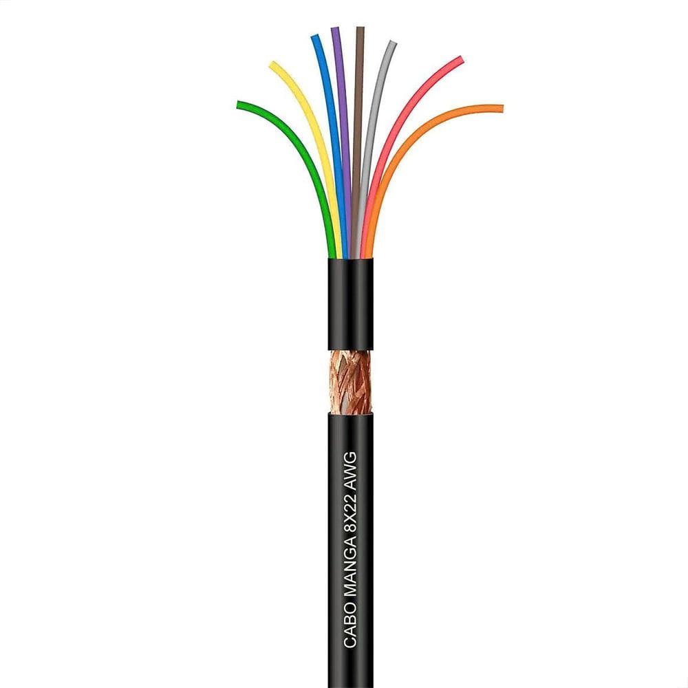 Cabo Manga 8X22 Awg - Com Blindagem Preto - 10 Metros