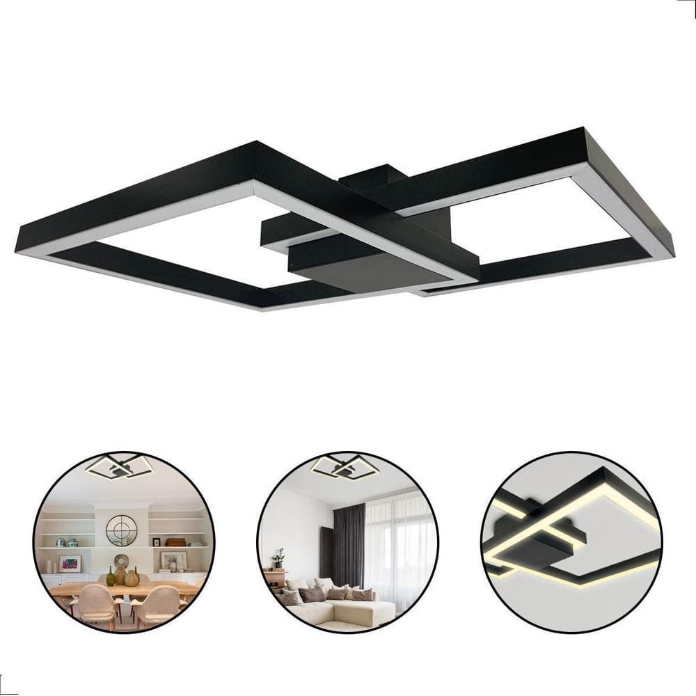 Painel Plafon Teto Sobrepor Case Preto Led 3000K 60W Bivolt