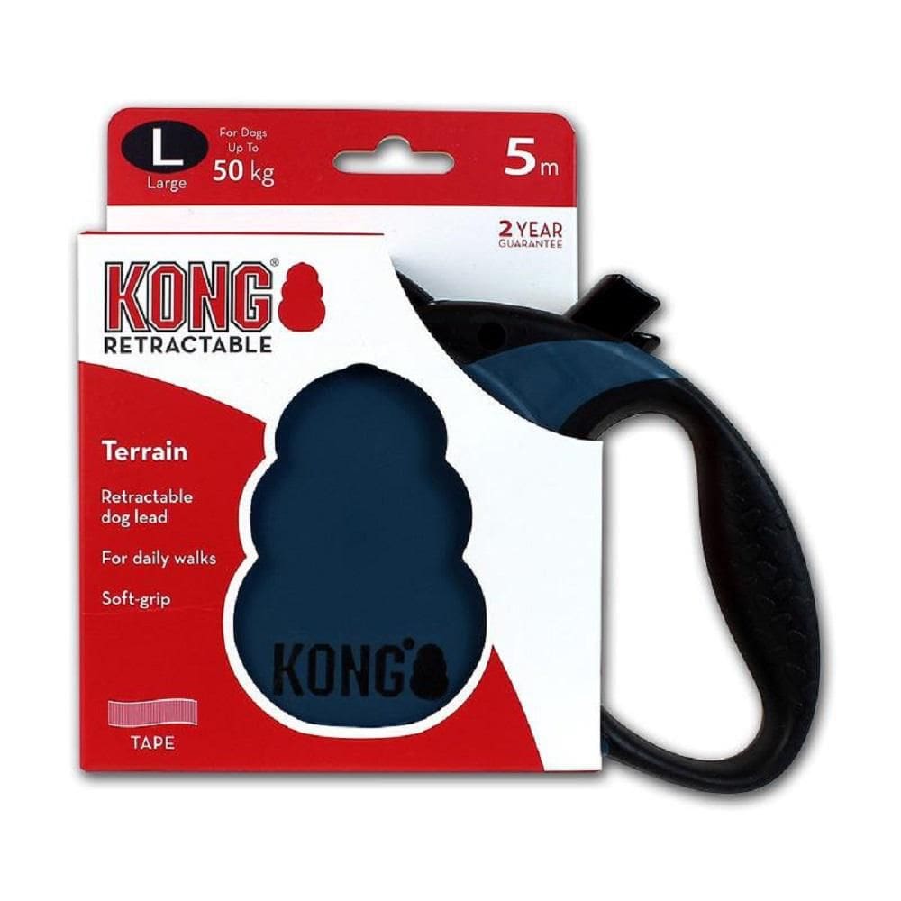 Guia Retrátil Kong Terrain G Azul Para Cães Até 50Kg 5M